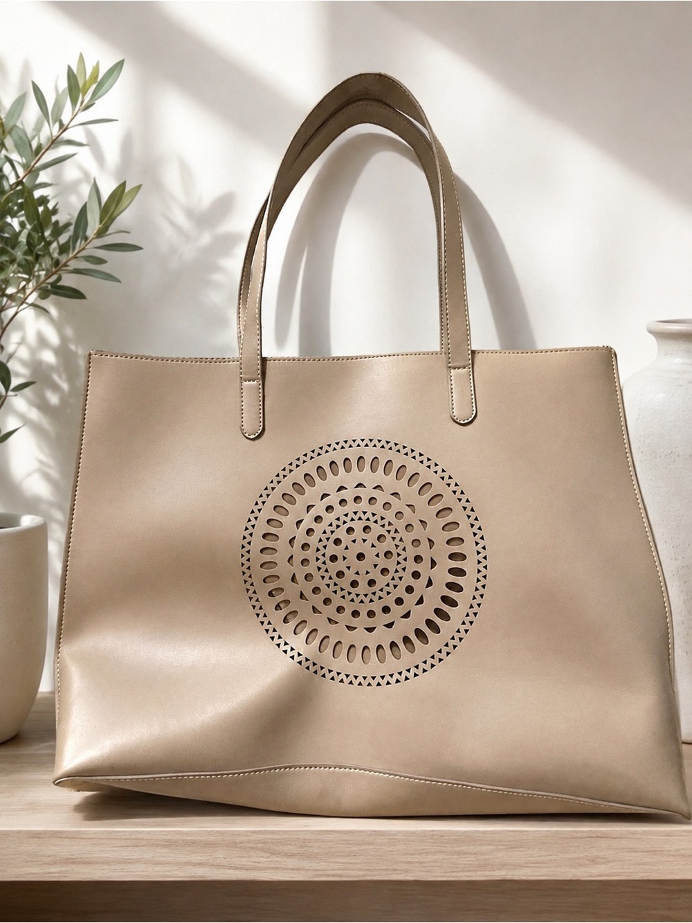 ✨ Neiman Marcus Metallic Gold Laser-Cut Tote Bag ✨